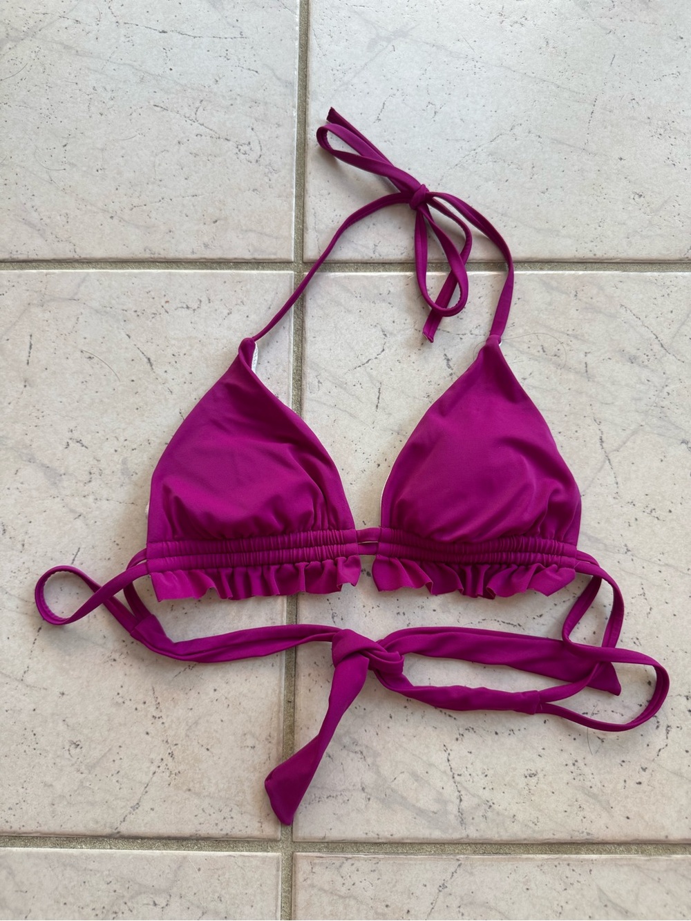 Shade & Shore Magenta Ruffle Triangle Bikini Top